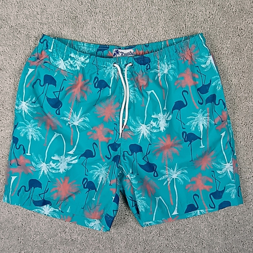 Trunks Men's XL Flamingo Print Swim Trunks Board Shorts‎ Mesh Lined Beachwear